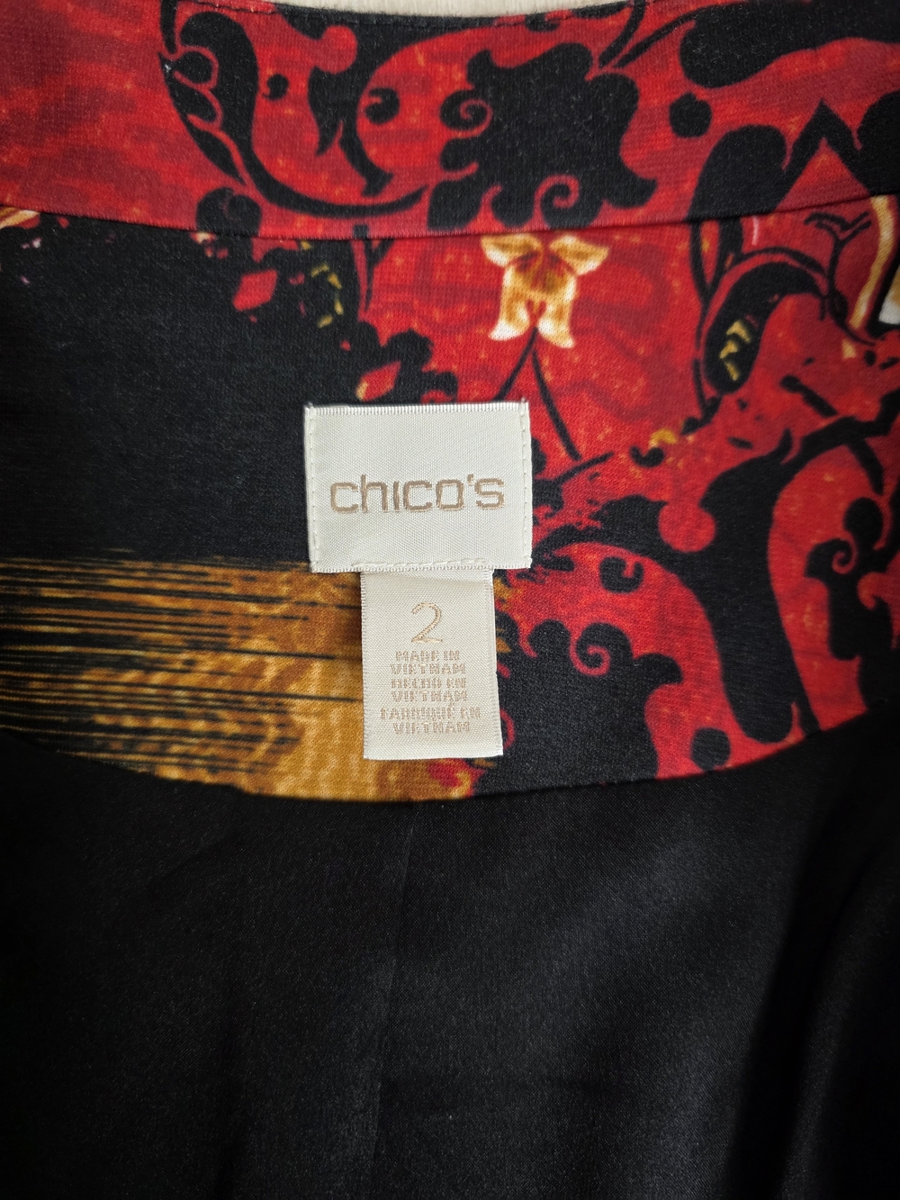 Chico's Red, Black & Gold Patterned Blazer Jacket - Picture 6 of 8